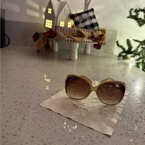 Gucci Gold and Brown Sunglasses